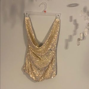 Sparkly sequin champagne top